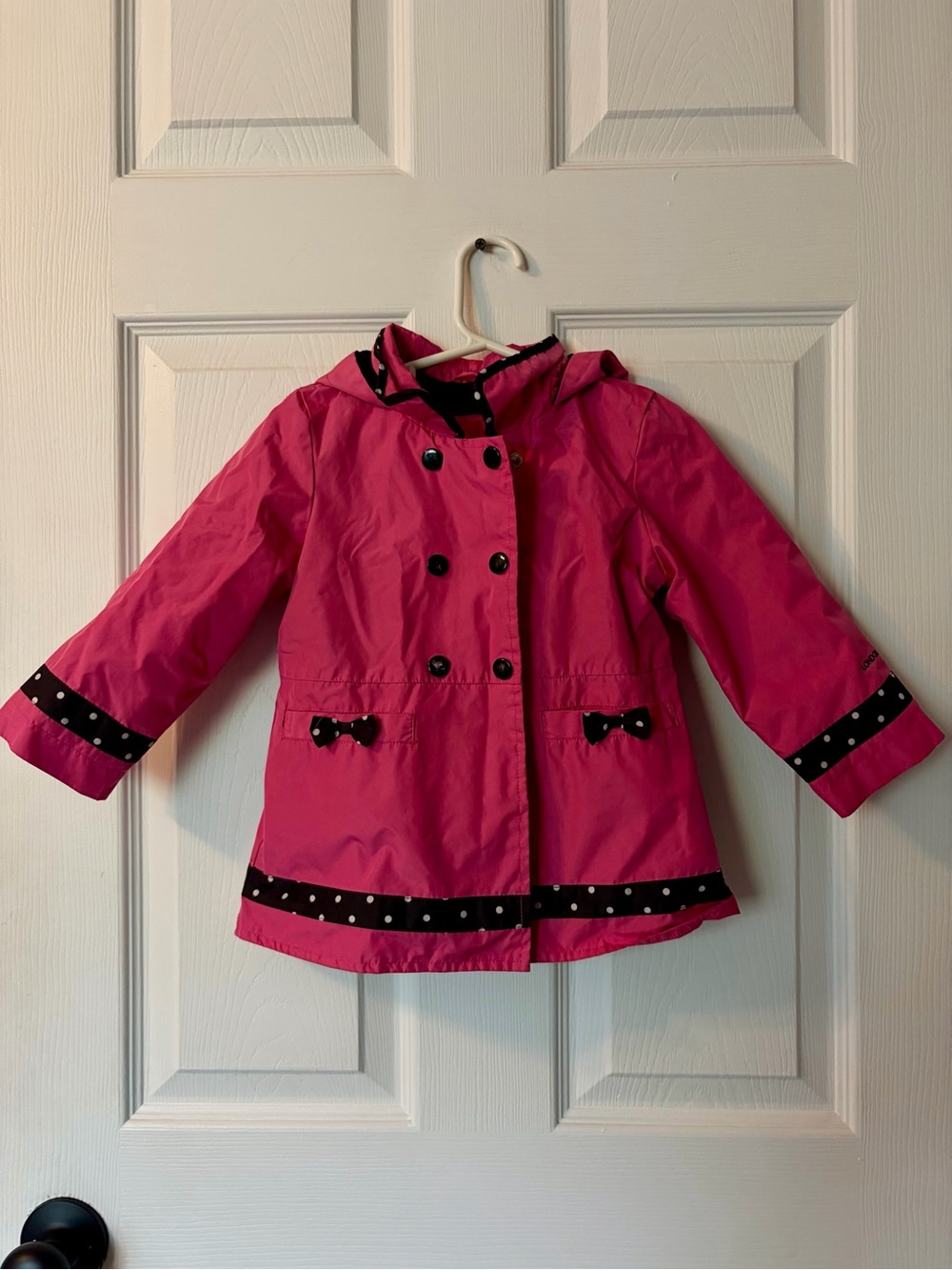 London Fog Girls Pink Hooded Raincoat Size 2T